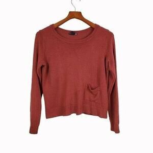 H&M Basic Women's Sweater Medium Indian Red Long Sleeve Crew Neck One Pocket